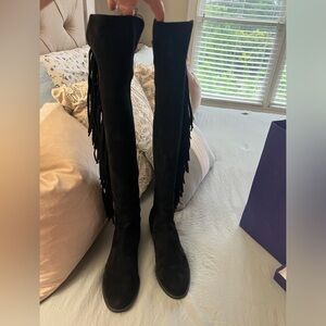 Stuart Weitzman Fringe Knee High Boots